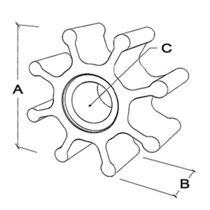 Impeller replaces for JMP 7300-01/JABSCO 18948-0001/JOHNSON 09-702B-1 /SHERWOOD 10615K/CEF 500120